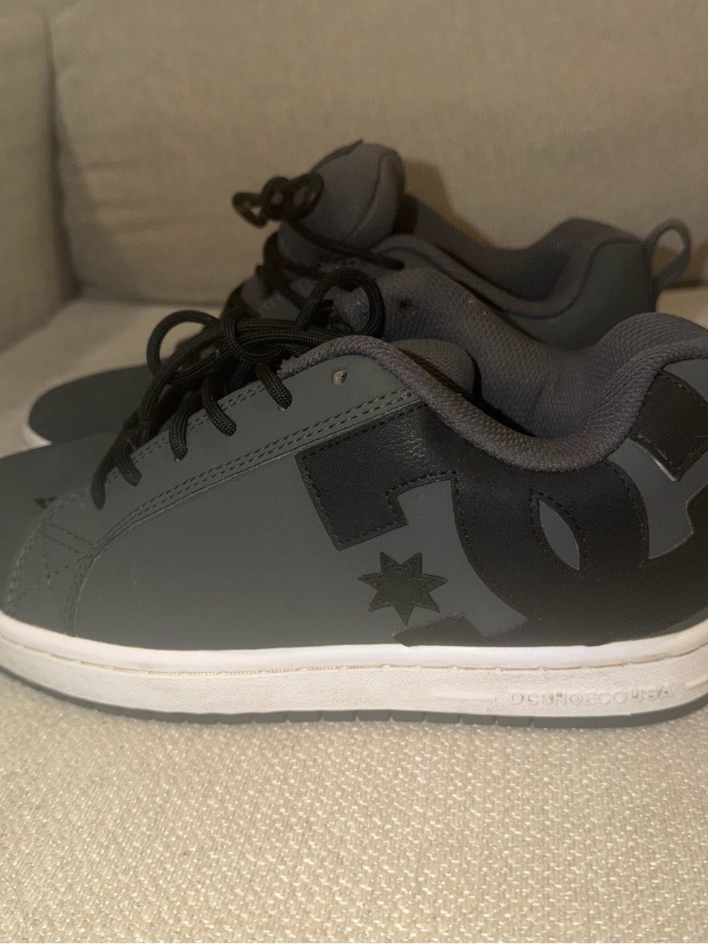 DC Kids Grey and Black Low-Top Sneakers